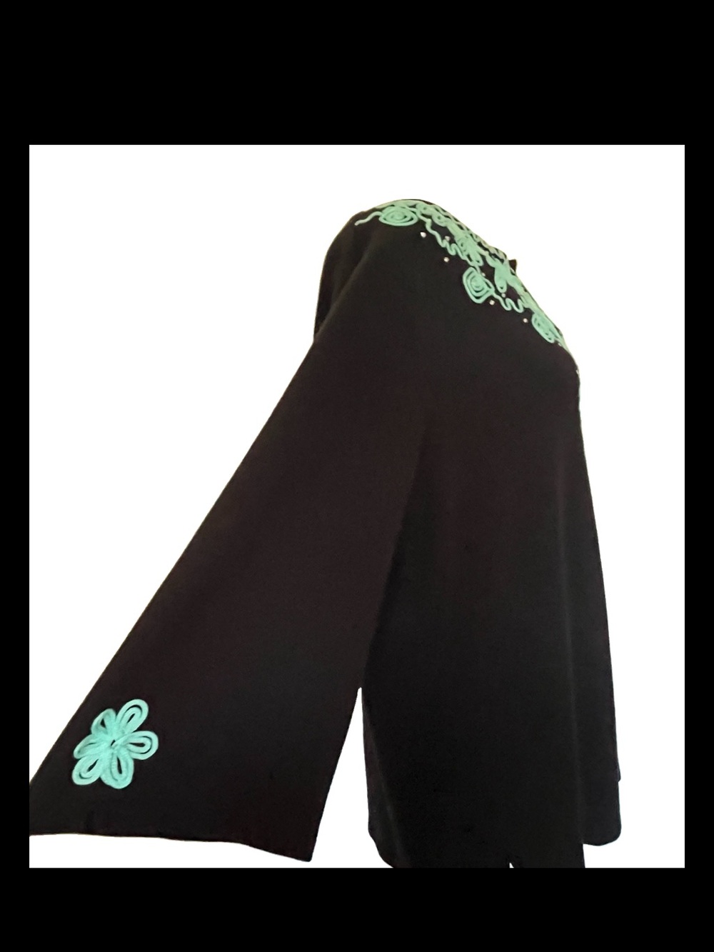 Quacker Factory Black 3/4 Sleeve Tunic Top Embroidered Embellished 1X - Picture 3 of 5